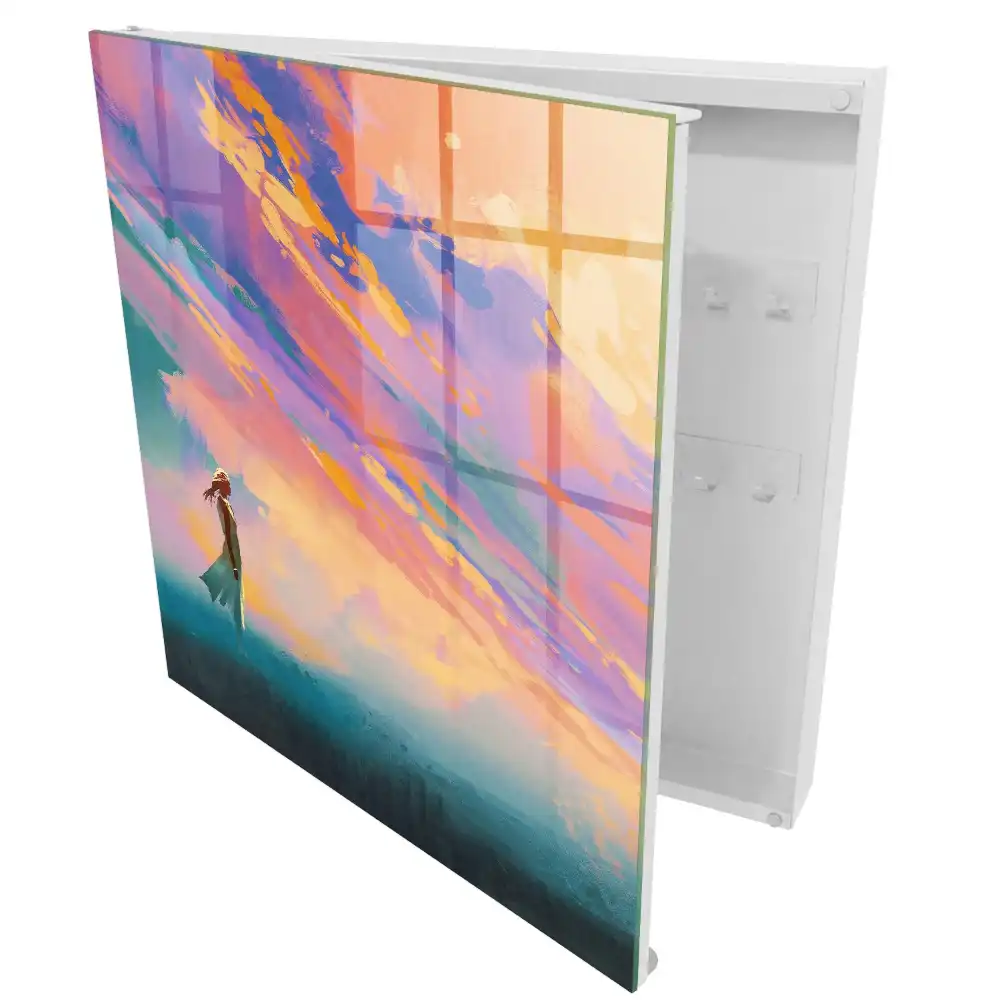 Suport de chei pentru perete cu model decorativ colorat