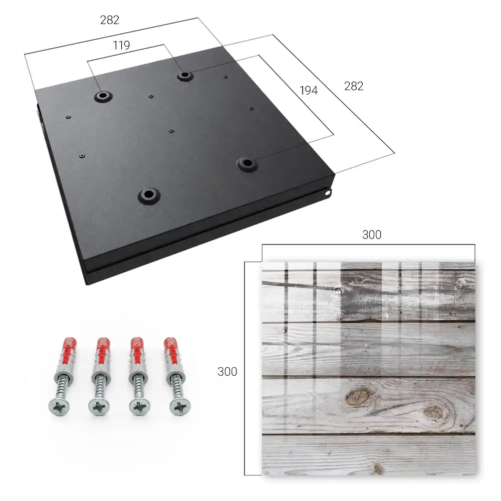Casetă pentru chei cu design natural din scânduri de lemn și spațiu de depozitare