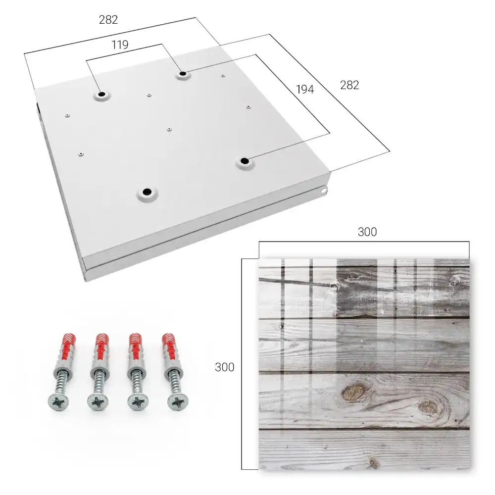 Casetă pentru chei cu design natural din scânduri de lemn și spațiu de depozitare