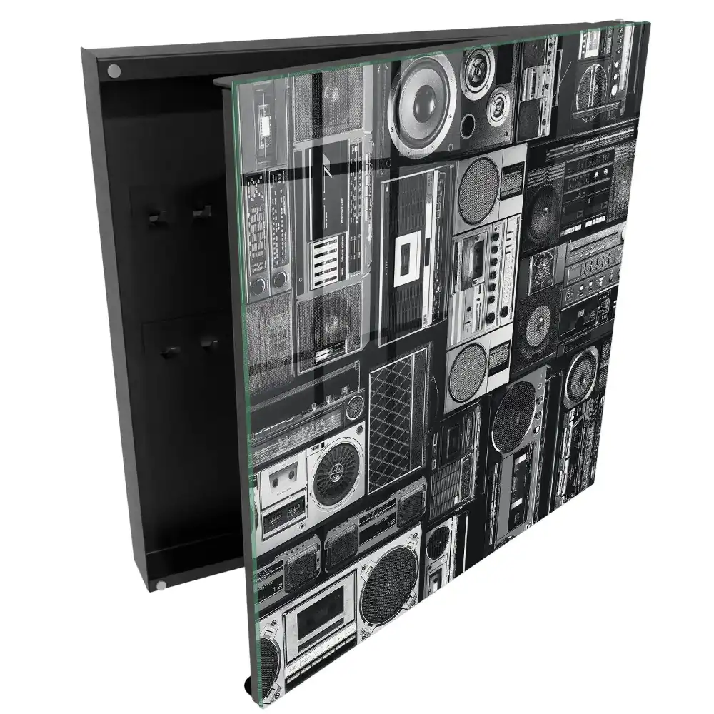 Cutie pentru chei cu design de radio retro pentru perete