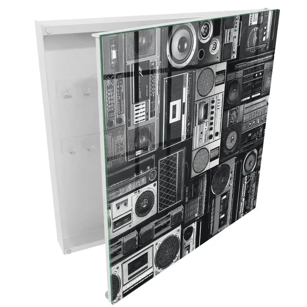 Cutie pentru chei cu design de radio retro pentru perete