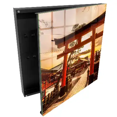 Casetă pentru chei cu design apus roșu peste poartă