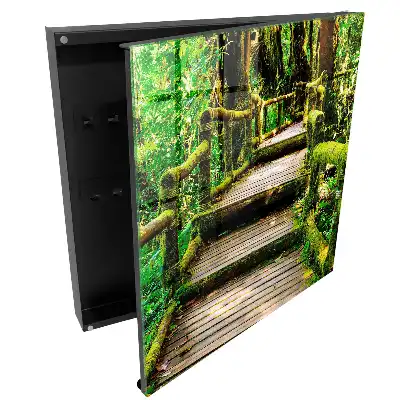 Dulapior pentru chei cu design de pod de lemn și pădure verde