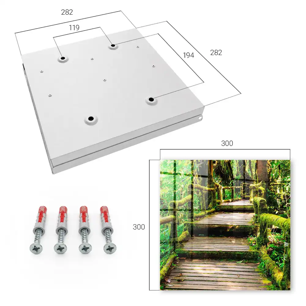 Dulapior pentru chei cu design de pod de lemn și pădure verde