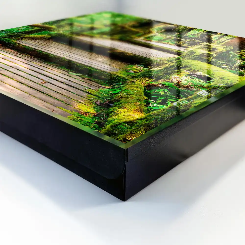 Dulapior pentru chei cu design de pod de lemn și pădure verde