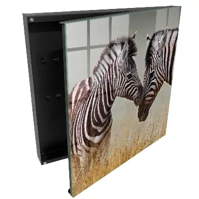 Cuier de perete pentru chei cu model zebre în natură pe fundal bej