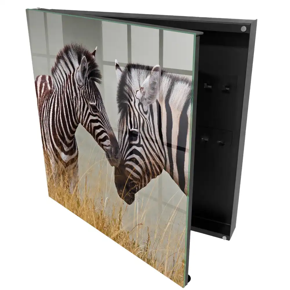 Cuier de perete pentru chei cu model zebre în natură pe fundal bej