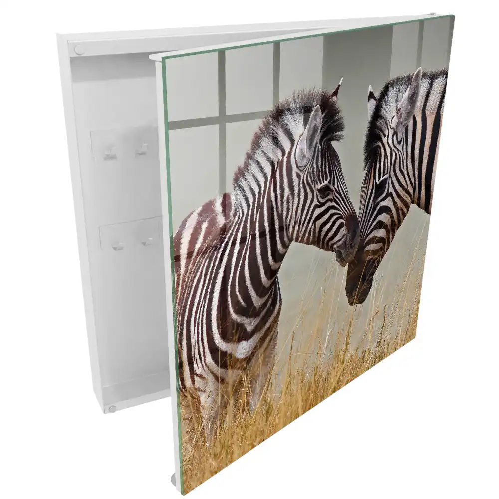 Cuier de perete pentru chei cu model zebre în natură pe fundal bej