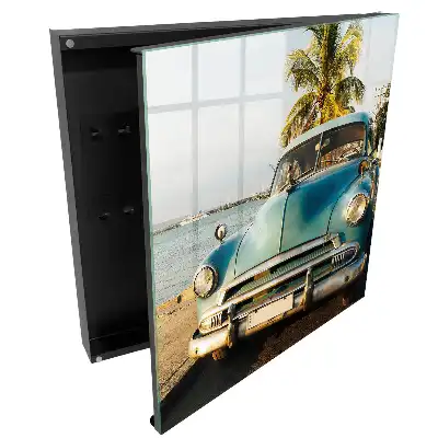 Suport de chei pentru perete cu mașină retro, mare și palmier