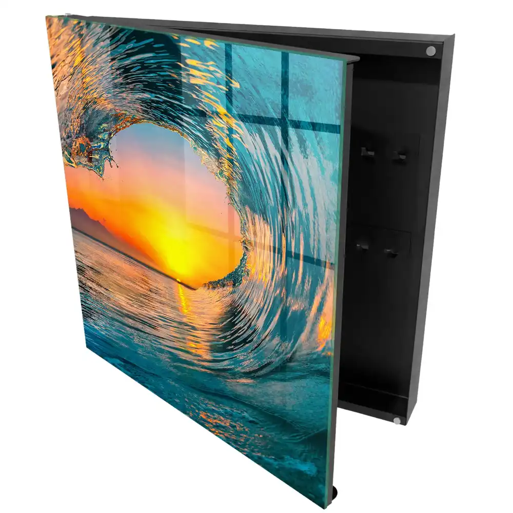 Dulapior pentru chei cu design valuri și apus de soare pe mare