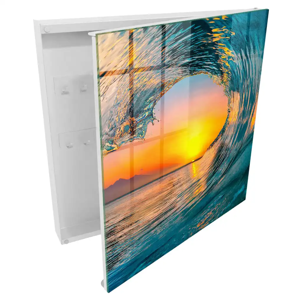Dulapior pentru chei cu design valuri și apus de soare pe mare