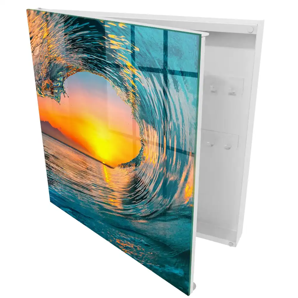 Dulapior pentru chei cu design valuri și apus de soare pe mare