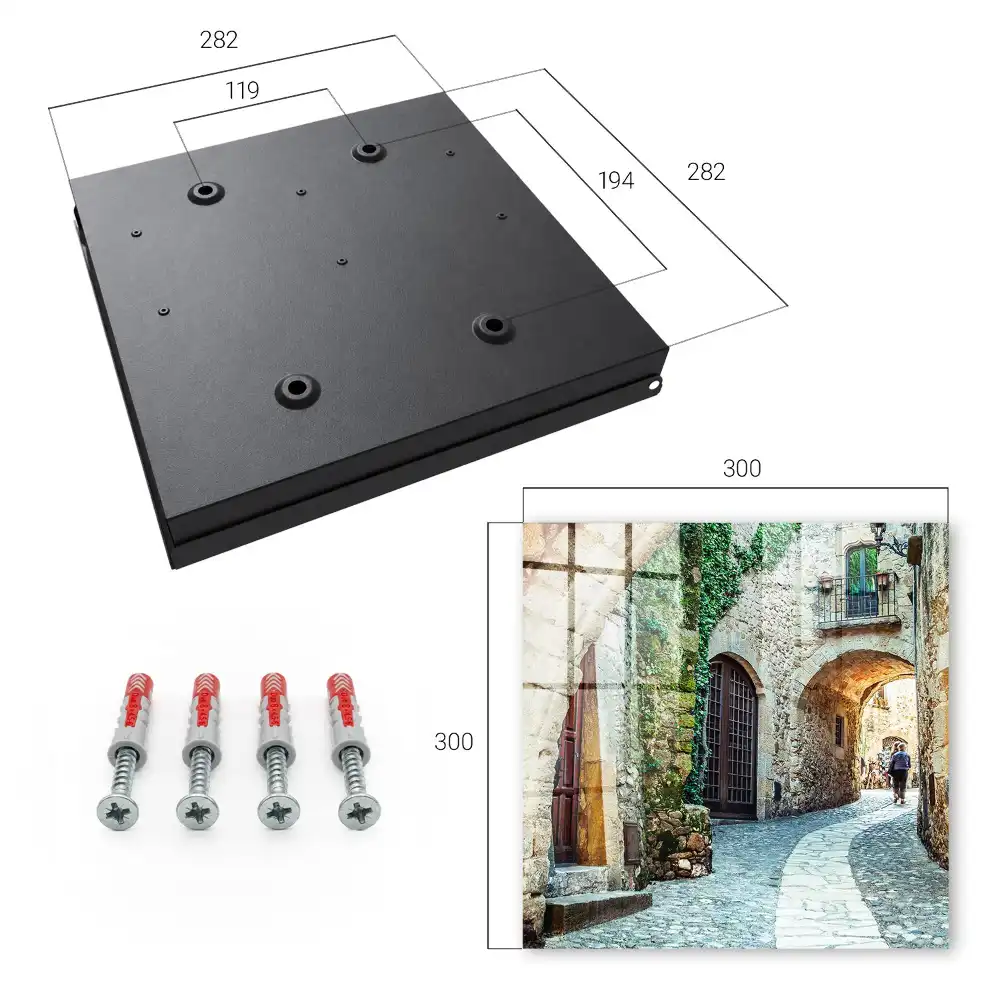 Casetă de chei cu design de stradă istorică în stil clasic cu verdeață