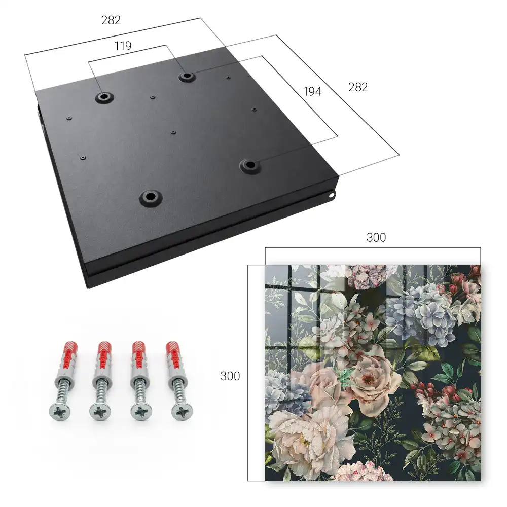 Casetă pentru chei cu motive florale romantice pe fundal întunecat