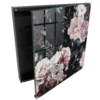 Suport pentru chei de perete cu model floral pe fundal întunecat