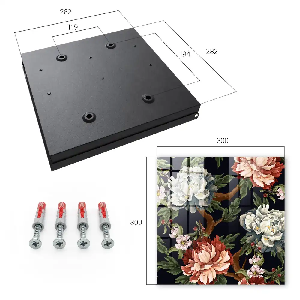 Dulapior pentru chei cu model floral și frunze pe fundal întunecat