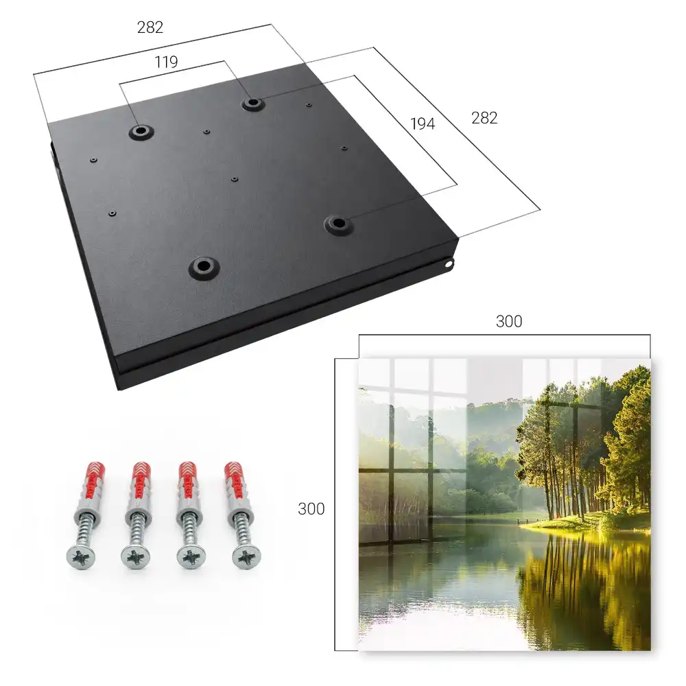 Casetă pentru chei cu design de lac liniștit înconjurat de copaci