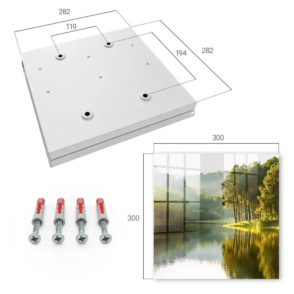 Casetă pentru chei cu design de lac liniștit înconjurat de copaci