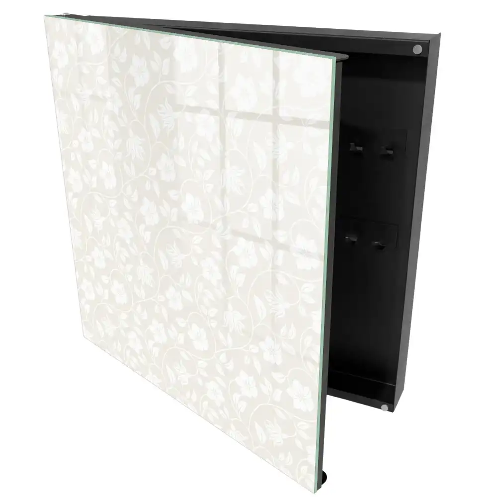 Casetă pentru chei cu model floral în nuanțe discrete de bej