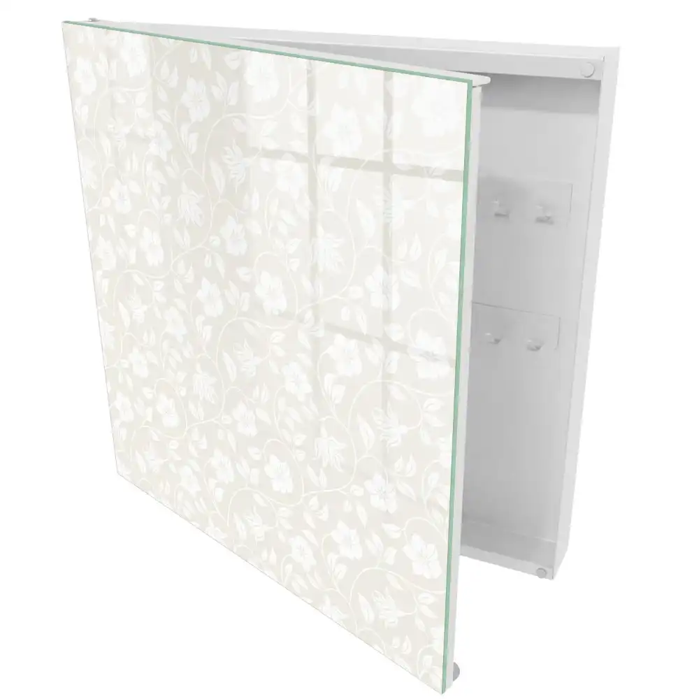 Casetă pentru chei cu model floral în nuanțe discrete de bej