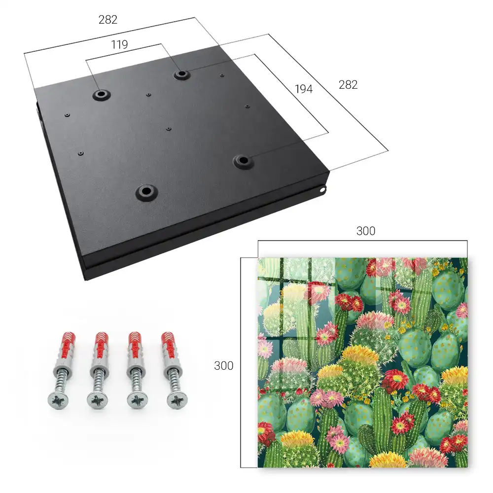 Suport de chei pentru perete cu model de cactuși colorați pe fundal întunecat