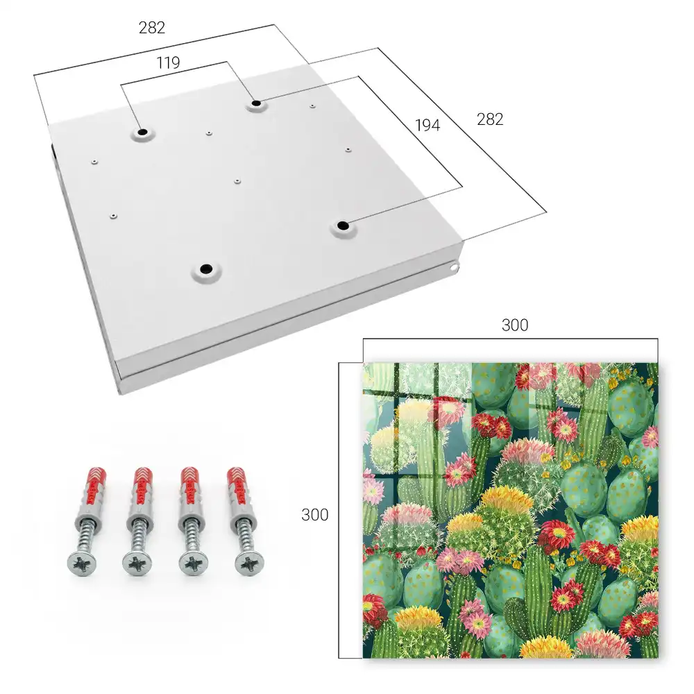 Suport de chei pentru perete cu model de cactuși colorați pe fundal întunecat