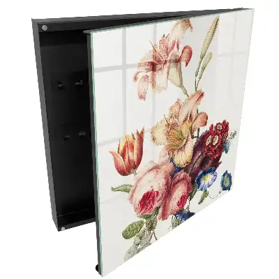 Casetă pentru chei cu model floral în culori pastelate