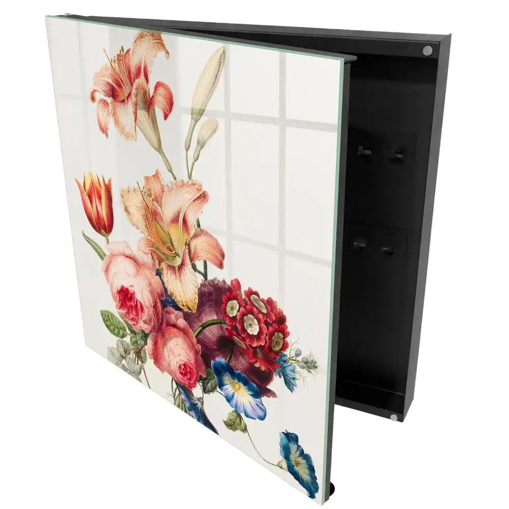 Casetă pentru chei cu model floral în culori pastelate