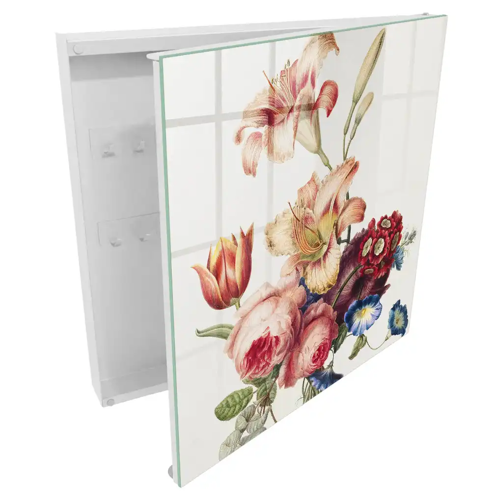 Casetă pentru chei cu model floral în culori pastelate