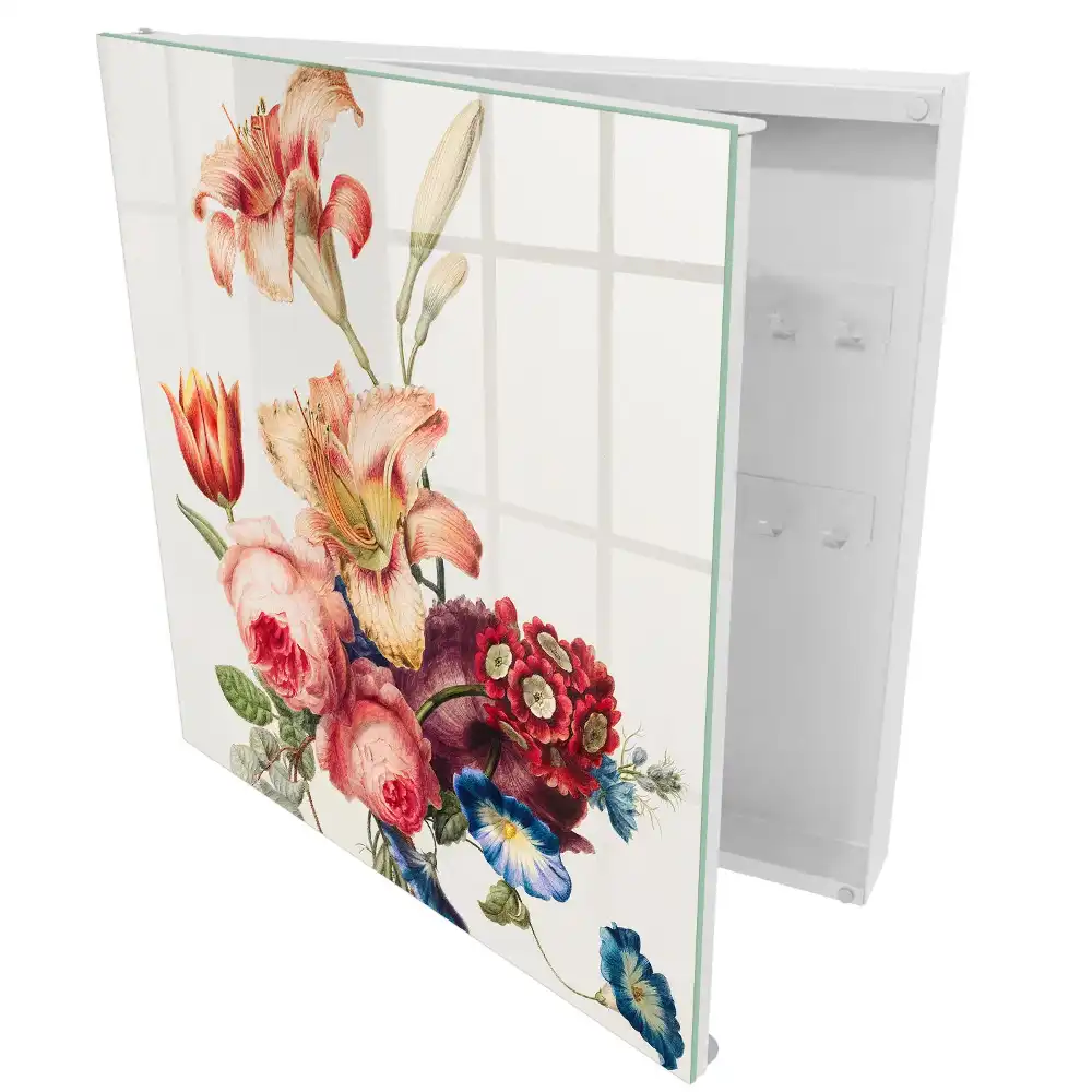 Casetă pentru chei cu model floral în culori pastelate