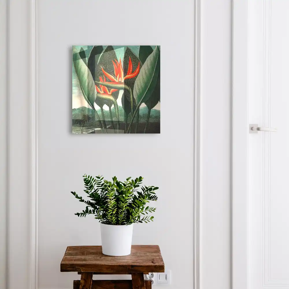 Casetă pentru chei cu design de plante exotice în culori suculente