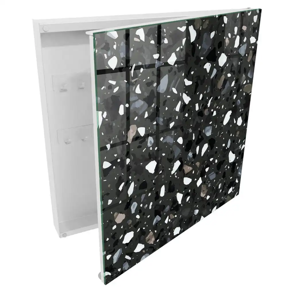 Cutie pentru chei de perete cu model mozaic și pete gri contrastante
