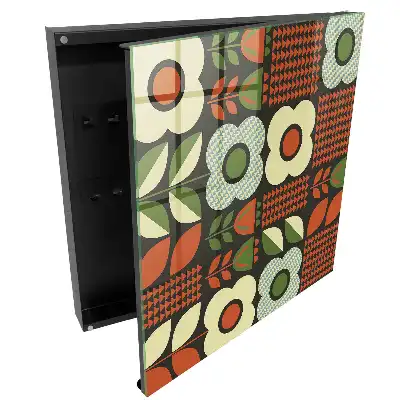 Suport de perete pentru chei cu model floral și geometric