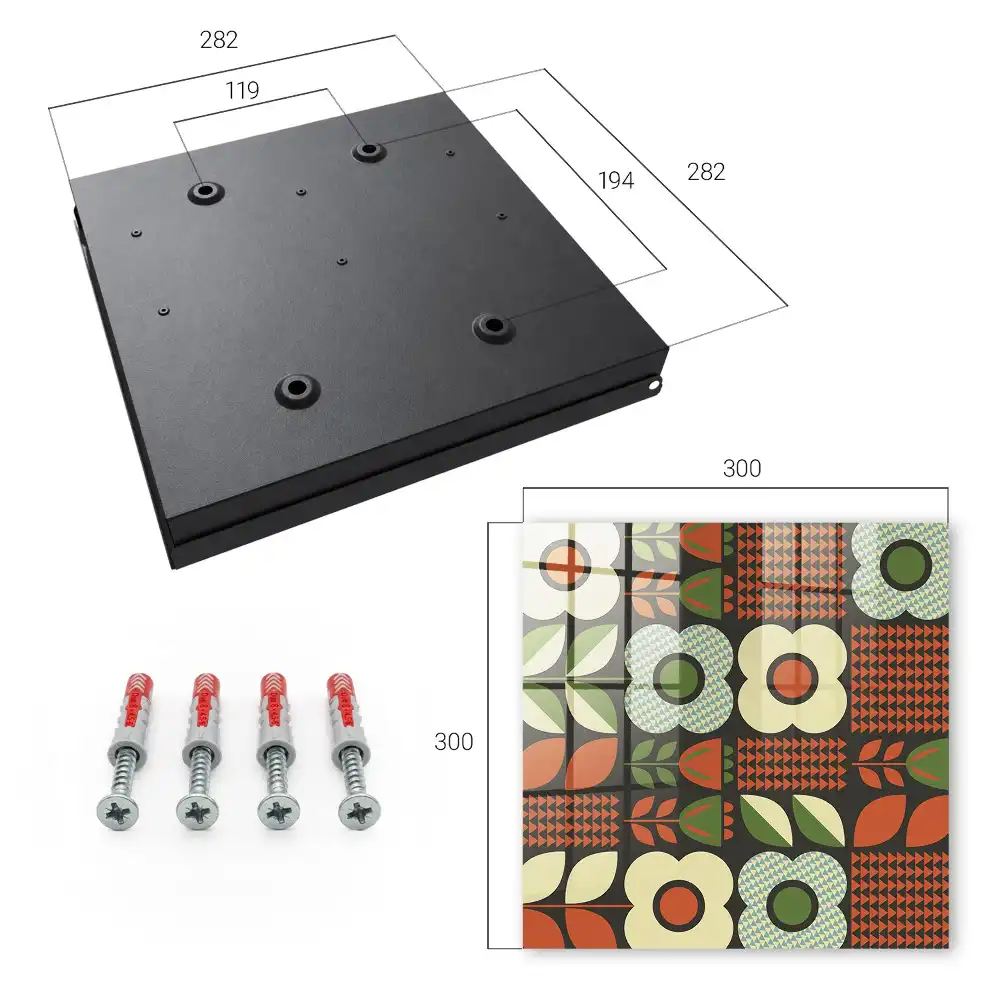Suport de perete pentru chei cu model floral și geometric