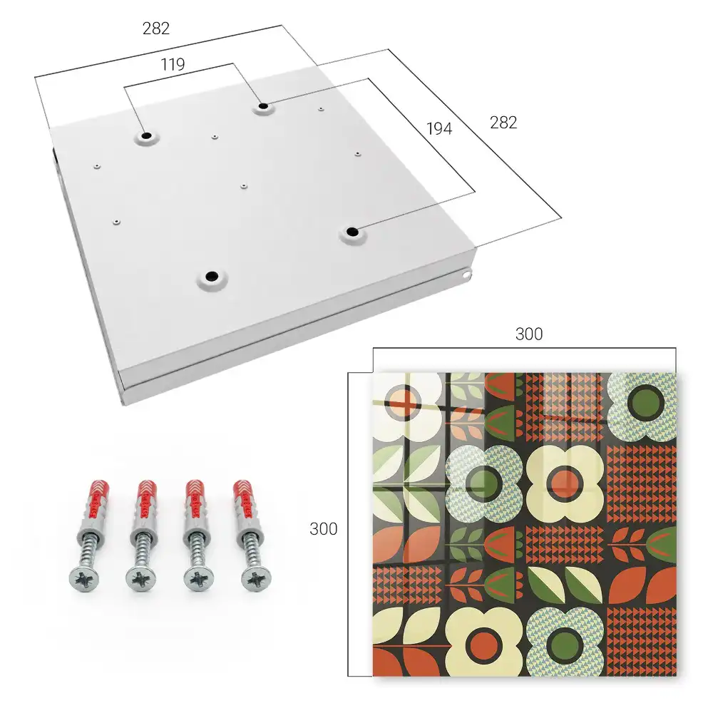 Suport de perete pentru chei cu model floral și geometric