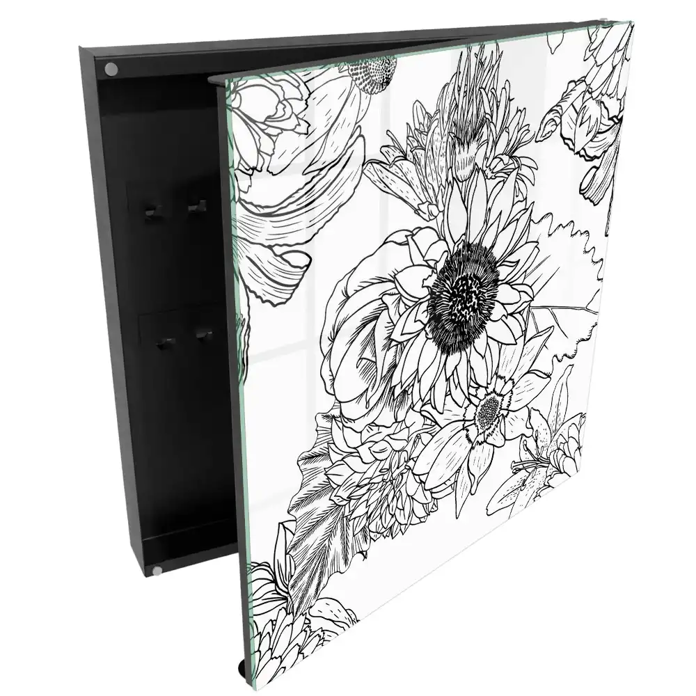 Dulapior pentru chei cu model floral stil artă liniară