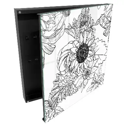 Dulapior pentru chei cu model floral stil artă liniară