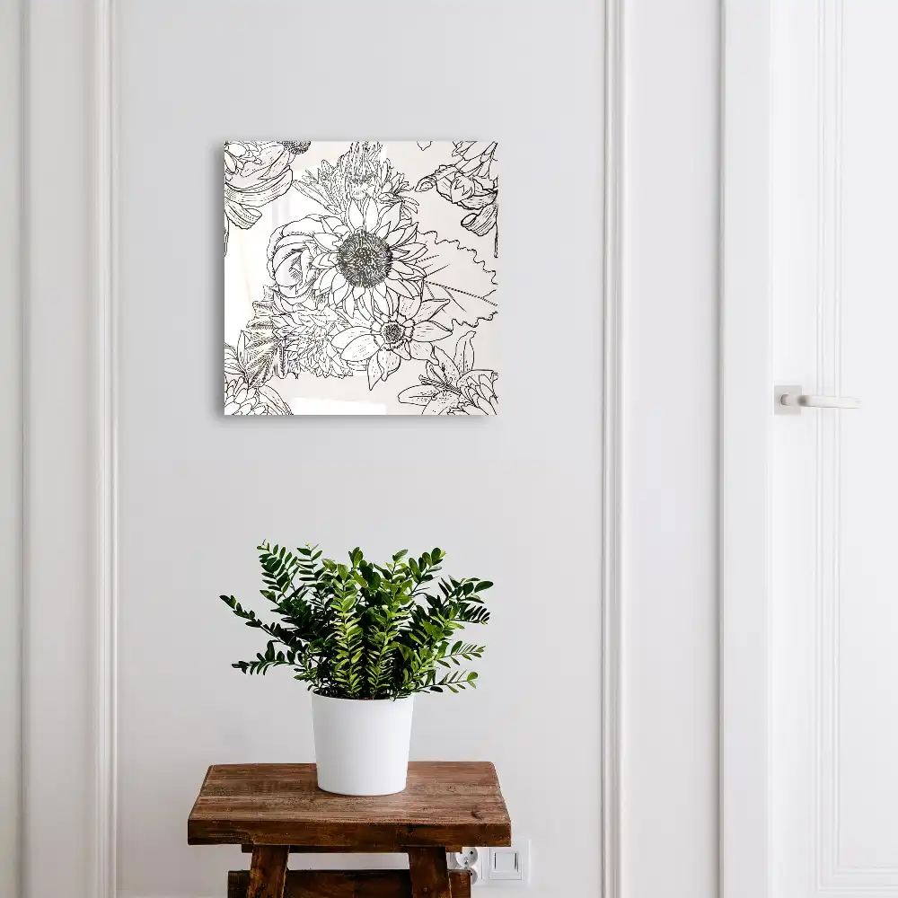 Dulapior pentru chei cu model floral stil artă liniară