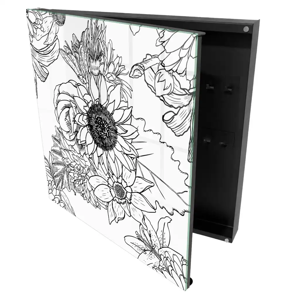 Dulapior pentru chei cu model floral stil artă liniară