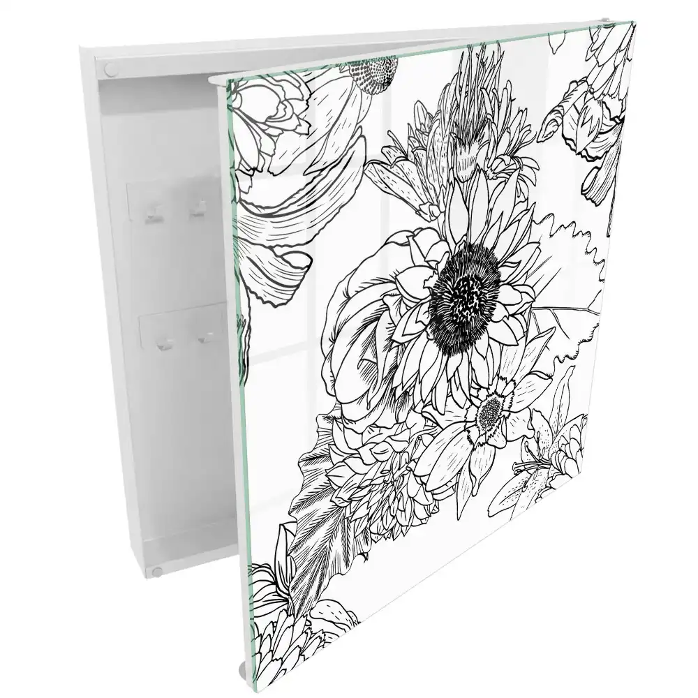 Dulapior pentru chei cu model floral stil artă liniară