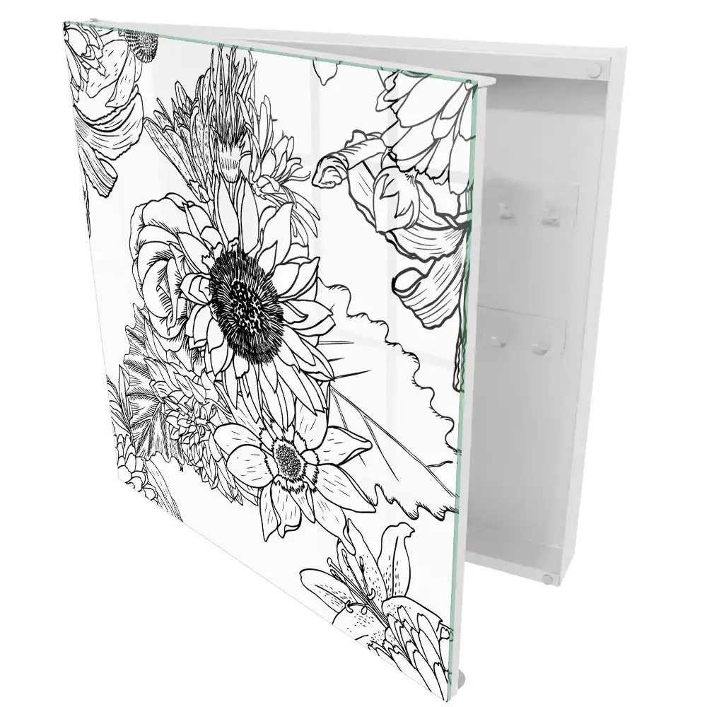 Dulapior pentru chei cu model floral stil artă liniară