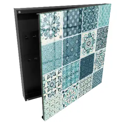 Dulăpior pentru chei cu mozaic turcoaz și modele geometrice