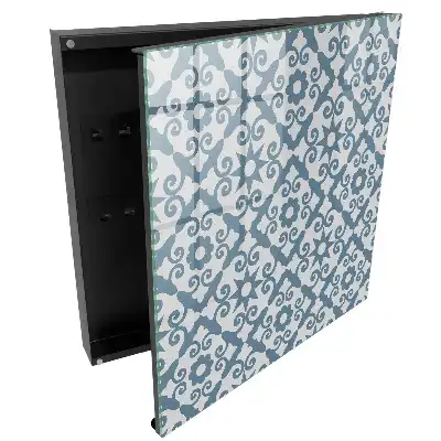 Dulapior pentru chei cu model geometric gri și albastru