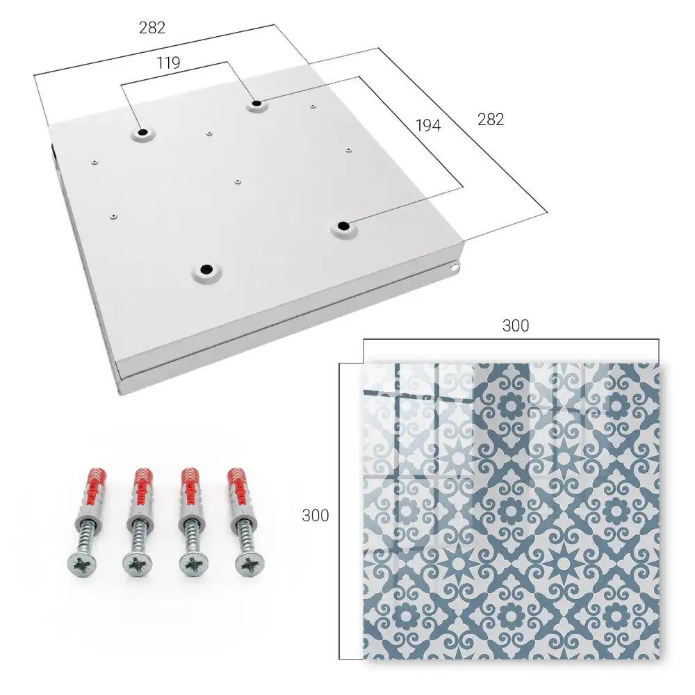 Dulapior pentru chei cu model geometric gri și albastru