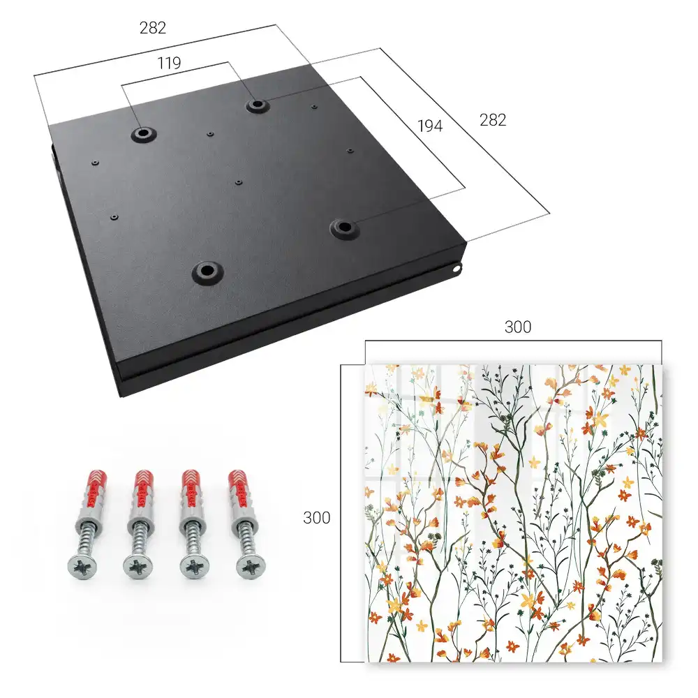 Casetă pentru chei cu model floral pe fundal alb