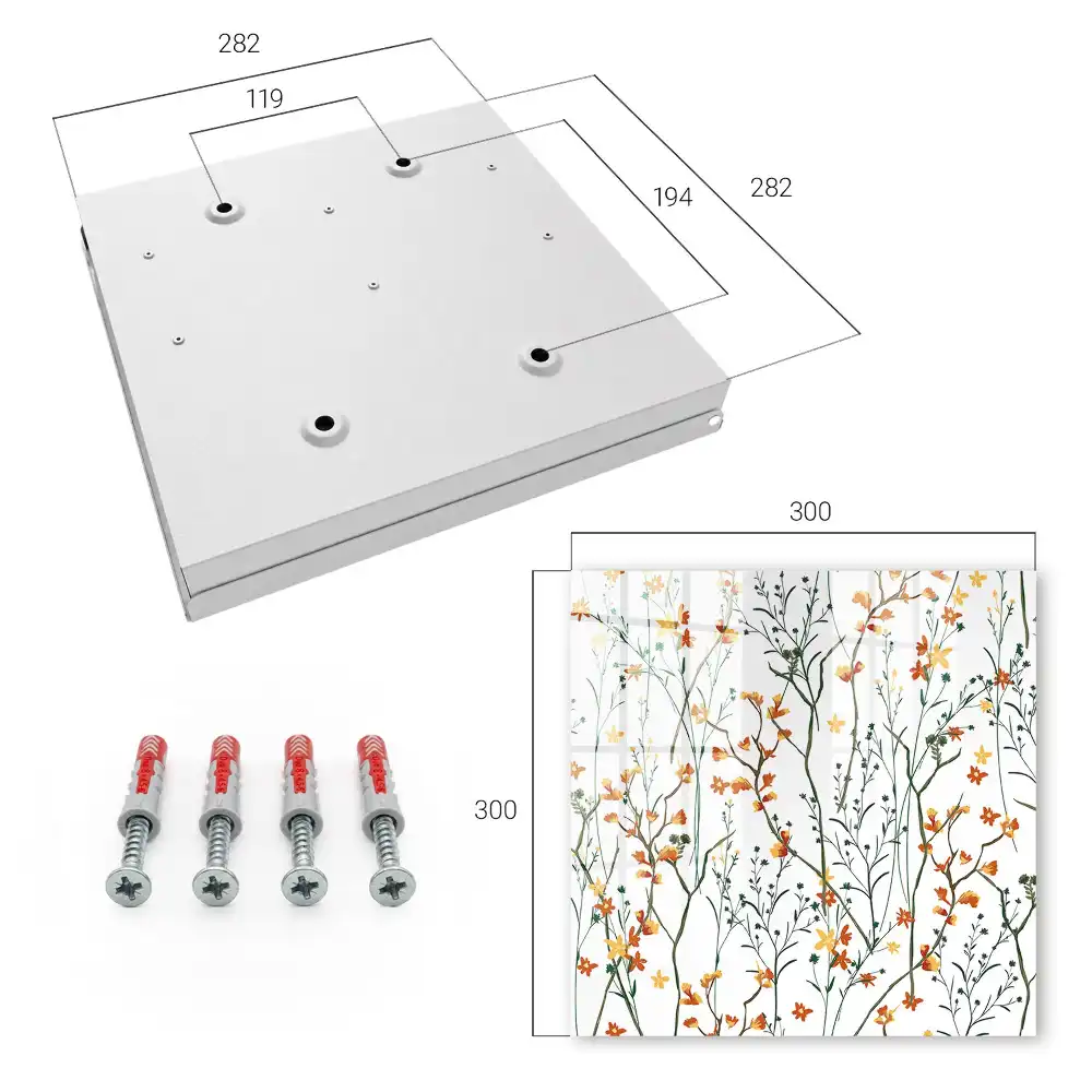 Casetă pentru chei cu model floral pe fundal alb