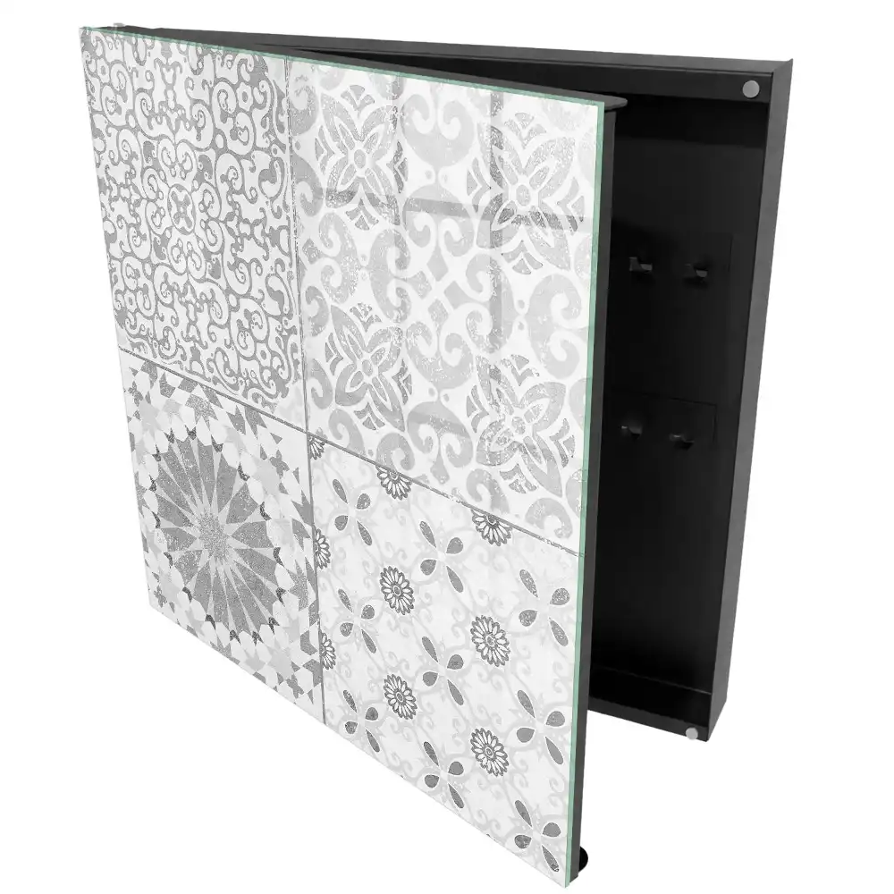 Dulapior pentru chei cu design elegant în nuanțe de gri și alb