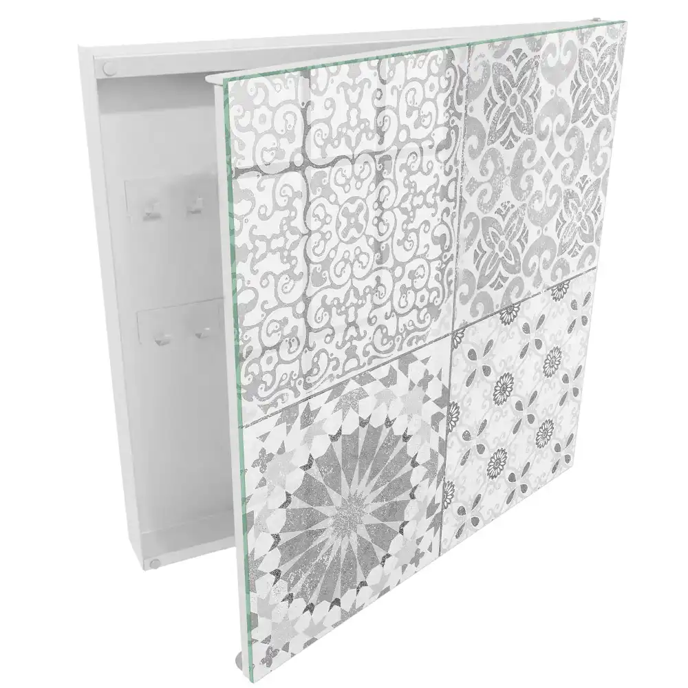 Dulapior pentru chei cu design elegant în nuanțe de gri și alb