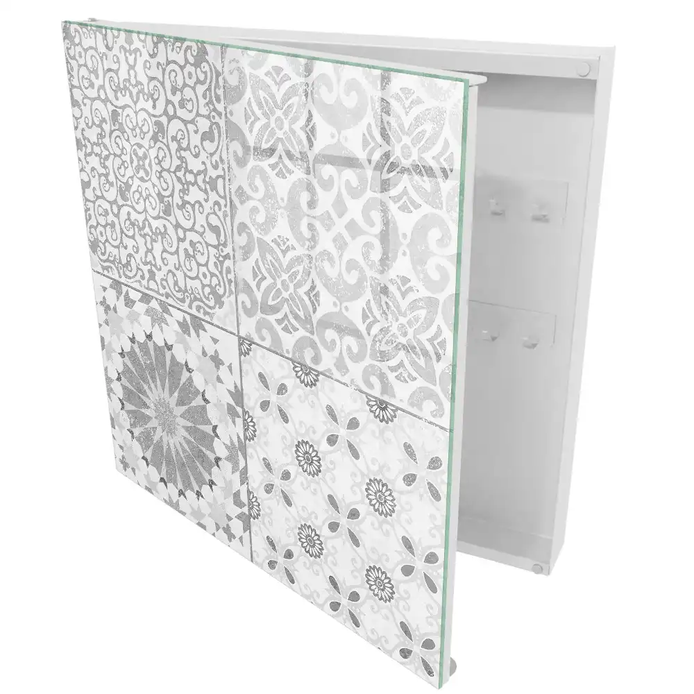 Dulapior pentru chei cu design elegant în nuanțe de gri și alb