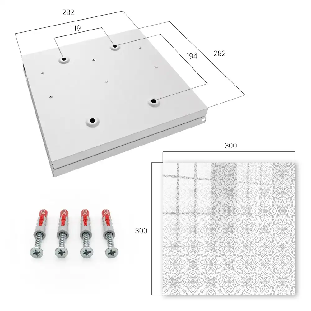 Casetă pentru chei cu model geometric gri pe fundal alb